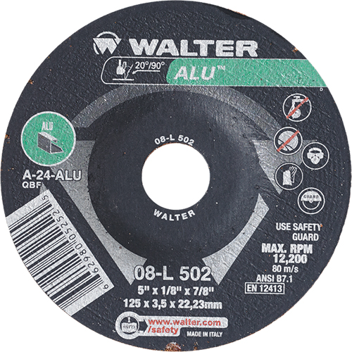 Depressed Centre Grinding Wheels - Aluminium Type 27, 5" x 1/8", 7/8" Arbor, Type 27 Groupe Generik
