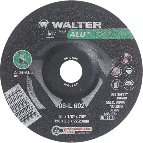 Depressed Centre Grinding Wheels - Aluminium Type 27, 6" x 1/8", 7/8" Arbor, Type 27 Groupe Generik
