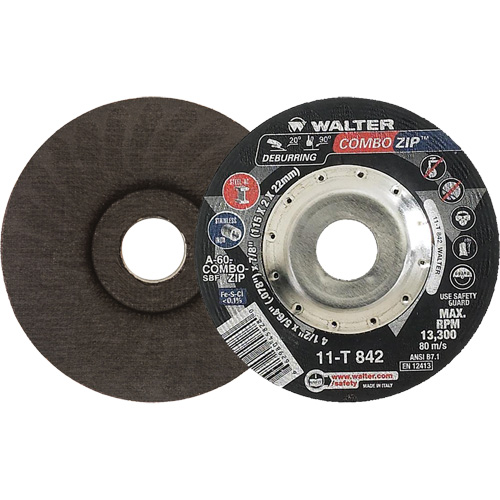 Meules &agrave; tronçonner renforc&eacute;es pour meuleuse &agrave; angle droit - Combo Zip, 4-1/2" x 5/64", Arbre de 7/8", Type 27 Groupe Generik