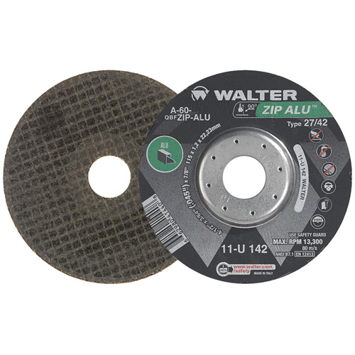 Zip Alu Cut-Off Wheel, 5" x 3/64", 7/8" Arbor, Type 27, Aluminum Oxide, 12200 RPM Groupe Generik