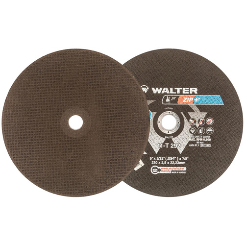 Meule &agrave; tronçonner pour usage intensif Zip+Xtra, 9" x 3/32", Arbre de 7/8", Type 1, Oxyde d'aluminium, 6600 Tr/min Groupe Generik