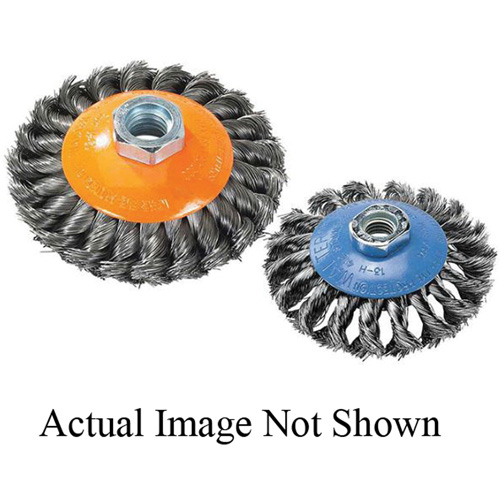 Knot-Twisted Wire Saucer Cup Brush, 6" Dia. x 5/8"-11 Arbor Groupe Generik