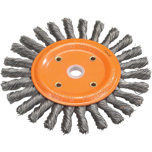 Knot-Twisted Wire Bench Wheel, 8" Dia., 0.0118" Fill, 5/8" Arbor, Steel Groupe Generik