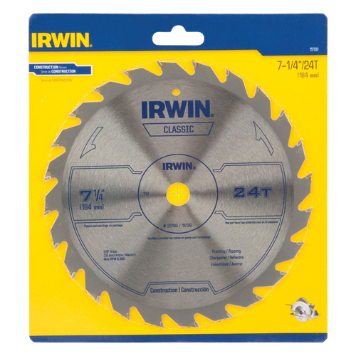Lames de scie pour entrepreneur - Lames de scie de s&eacute;rie classique, 7-1/4", 24 dents, Pour Bois Groupe Generik