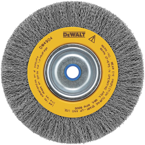 Crimped Bench Wire Brush, 6" Dia., 0.014" Fill, 5/8" - 1/2" Arbor Groupe Generik