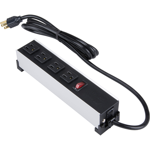 Barre d'alimentation en aluminium bross&eacute; pour l'int&eacute;rieur, 4 Prise(s), 6' Groupe Generik