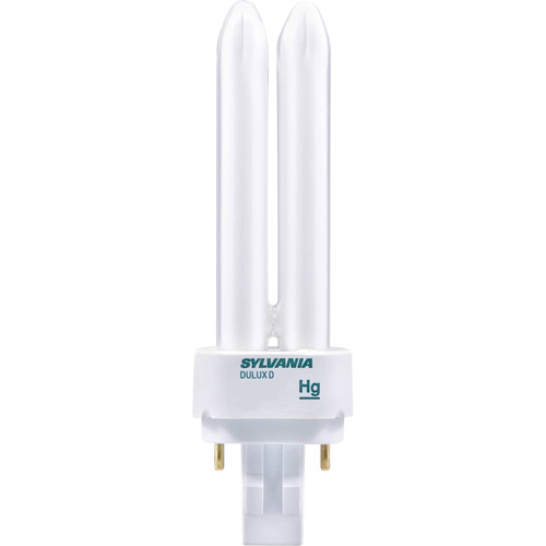 Lampe fluorescente compacte &agrave; tube double Dulux D pr&eacute;chauff&eacute;e, D (T4), 26 W, 4100 K, Base G24Q-3, 10 000 h Groupe Generik