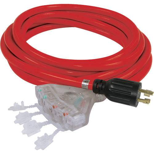 Generator Extension Cord with Quad Tap, STW, 10 AWG, 20 A, 4 Outlet(s), 25' Groupe Generik