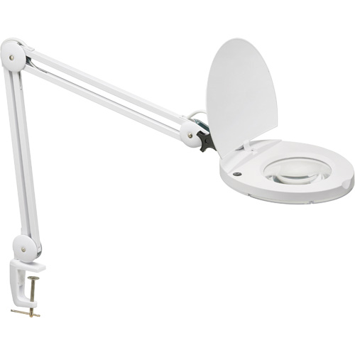 Adjustable Magnifier Lamp, 5 Diopter, LED Light, 47" Arm, C-Clamp, White Groupe Generik