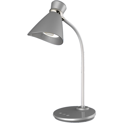 Desk Lamp, 6 W, LED, 16" Neck, Silver Groupe Generik