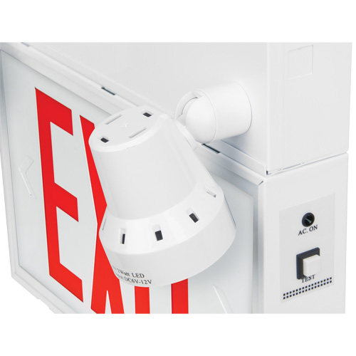 Exit Sign with Security Lights, LED, Battery Operated/Hardwired, 12-1/10" L x 11" W, English Groupe Generik