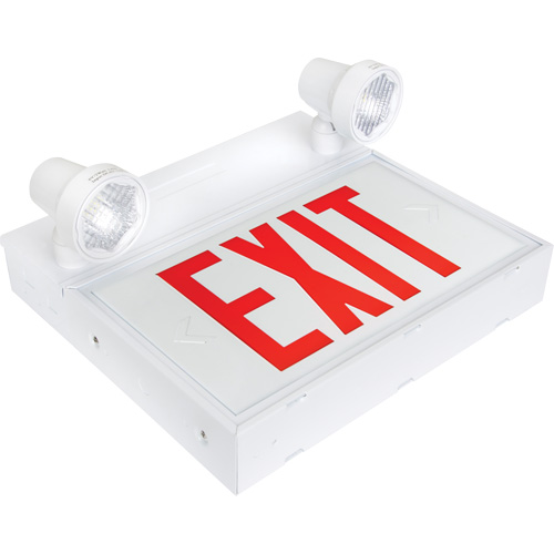 Exit Sign with Security Lights, LED, Battery Operated/Hardwired, 12-1/10" L x 11" W, English Groupe Generik
