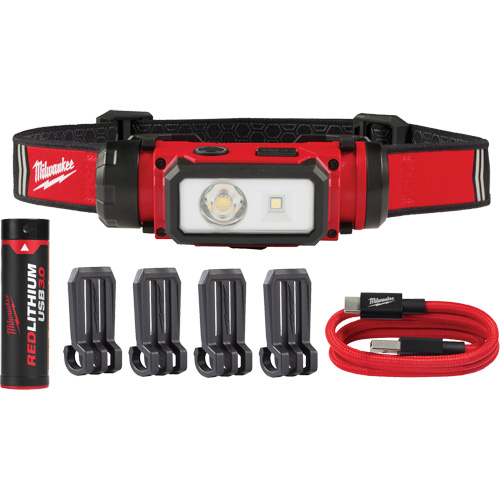 Lampe frontale pour casque de s&eacute;curit&eacute; USB REDLITHIUM, DEL, 600 lumens, 5 hres de fonctionnement, piles Rechargeable Groupe Generik