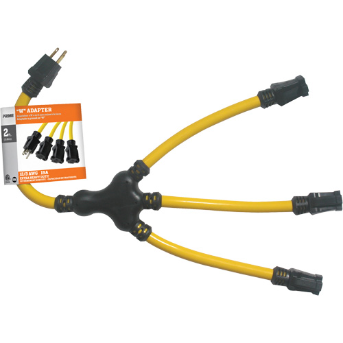 Adaptateur en W, Ext&eacute;rieur, STW, AWG 12/3, 15 A, 3 prise(s), 2' Groupe Generik