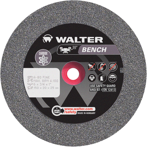 Bench Grinding Wheel, 6" x 3/4", 1" Arbor, 1 Groupe Generik