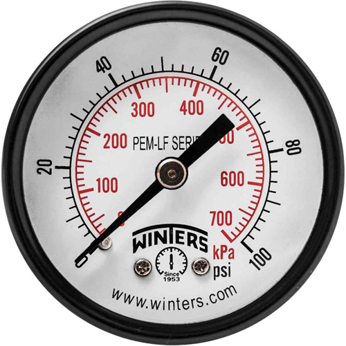 Economy Pressure Gauge, 2" , 0 - 100 psi, Back Mount, Analogue Groupe Generik