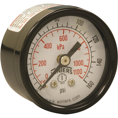 Economy Pressure Gauge, 1-1/2" , 0 - 160 psi, Back Mount, Analogue Groupe Generik
