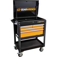 Chariot utilitaire, 4 tiroirs, 33" lo x 21" la x 42" h, Noir/Orange Groupe Generik