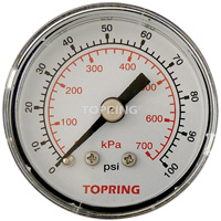 Pressure Gauge, 1-1/2" , 0 - 100 psi, Back Mount, Analogue Groupe Generik