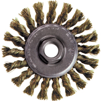 Brosse rotative &agrave; fils nou&eacute;s pour petites meuleuses haute vitesse, Dia. 4", Fils 0,02", Arbre 5/8"-11, Acier Groupe Generik