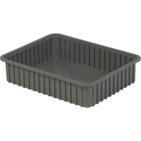 Divider Box&reg; Containers, Polyethylene, 22.4" W x 17.4" D x 5" H, Grey Groupe Generik