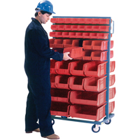 Support mobile deux c&ocirc;t&eacute;s pour bacs, &agrave; deux c&ocirc;t&eacute;s, 96 bacs, 36" la x 24" p x 63" h Groupe Generik