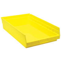 Bacs de rangement pour tablettes, 11-1/8" la x 4" H x 17-7/8" p, Jaune, Capacit&eacute; 40 lb Groupe Generik