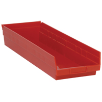 Shelf Bins, 8-3/8" W x 4" H x 23-5/8" D, Red, 50 lbs. Capacity Groupe Generik