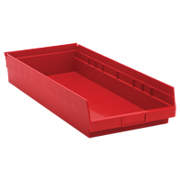 Bacs de rangement pour tablettes, 11-1/8" la x 4" H x 23-5/8" p, Rouge, Capacit&eacute; 50 lb Groupe Generik