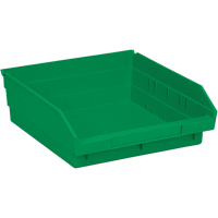 Shelf Bins, 11-1/8" W x 4" H x 11-5/8" D, Green, 30 lbs. Capacity Groupe Generik