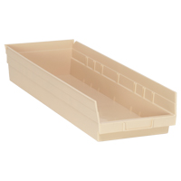 Economy Shelf Bin, 8-3/8" W x 4" H x 23-5/8" D, Ivory, 60 lbs. Capacity Groupe Generik