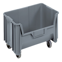 Bac g&eacute;ant mobile empilable, 12-7/16" ha x 19-7/8" la x 15-1/4" p, Capacit&eacute; de 250 lb, Gris Groupe Generik