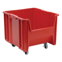 Bac g&eacute;ant mobile empilable, 12-1/2" ha x 16-1/2" la x 17-1/2" p, Capacit&eacute; de 250 lb, Rouge Groupe Generik