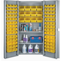 Deep Door Combination Bin Cabinets, 38" W x 24" D x 72" H, Grey Groupe Generik