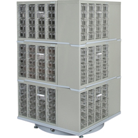 Heavy-Duty Industrial Carousel Drawer Cabinet, Steel, 240 Drawers, 27" W x 27" D x 48" H, Grey Groupe Generik