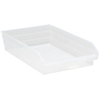 Bacs de rangement pour tablettes, 11-1/8" la x 4" H x 17-7/8" p, Transparent, Capacit&eacute; 40 lb Groupe Generik