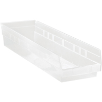 Bacs de rangement pour tablettes, 6-5/8" la x 4" H x 23-5/8" p, Transparent, Capacit&eacute; 50 lb Groupe Generik