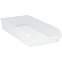 Bacs de rangement pour tablettes, 11-1/8" la x 4" H x 23-5/8" p, Transparent, Capacit&eacute; 50 lb Groupe Generik