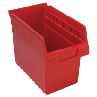 Store-Max Shelf Bins, 6-5/8" W x 8" H x 11-5/8" D, Red, 44 lbs. Capacity Groupe Generik