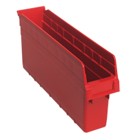 Store-Max Shelf Bins, 4-3/8" W x 8" H x 17-7/8" D, Red, 56 lbs. Capacity Groupe Generik