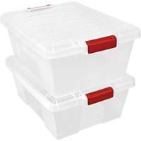 Contenant avec loquets en plastique,  la x 21" p x 7,75" h, Transparent Groupe Generik
