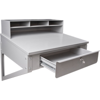 Wall-Mounted Shop Desk, 34-1/2" W x 28" D x 31" H, Grey Groupe Generik