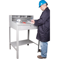 Open Floor Style Shop Desk, 34-1/2" W x 30" D x 53" H, Grey Groupe Generik