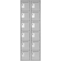 Clean Line Lockerettes, 6 -tier, Bank of 2, 24" x 18" x 72", Steel, Grey, Rivet (Assembled) Groupe Generik
