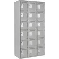 Clean Line Lockerettes, 6 -tier, Bank of 3, 36" x 18" x 72", Steel, Grey, Rivet (Assembled) Groupe Generik