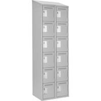 Clean Line Lockerette , 6 -tier, Bank of 2, 24" x 18" x 78", Steel, Grey, Rivet (Assembled) Groupe Generik
