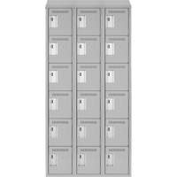Clean Line Lockerette , 6 -tier, Bank of 3, 36" x 18" x 78", Steel, Grey, Rivet (Assembled) Groupe Generik