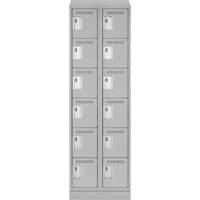 Clean Line Lockerette, 6 -tier, Bank of 2, 24" x 18" x 82", Steel, Grey, Rivet (Assembled) Groupe Generik