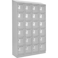Clean Line Lockerette, 6 -tier, Bank of 4, 48" x 18" x 82", Steel, Grey, Rivet (Assembled) Groupe Generik