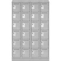 Clean Line Lockerette, 6 -tier, Bank of 4, 48" x 18" x 82", Steel, Grey, Rivet (Assembled) Groupe Generik